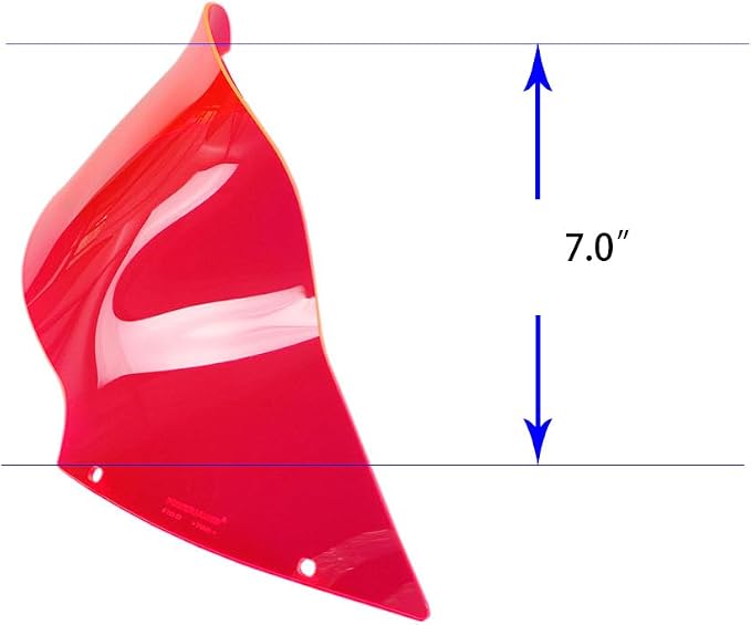 POWER JAMES Pink Red 7.0",7.0 inch Tall PMMA Windshield Windscreen, Compatible with Harley Davidson 2015-23 Road Glide, Road Glide Special, FLTRKSE, FLTRXST
