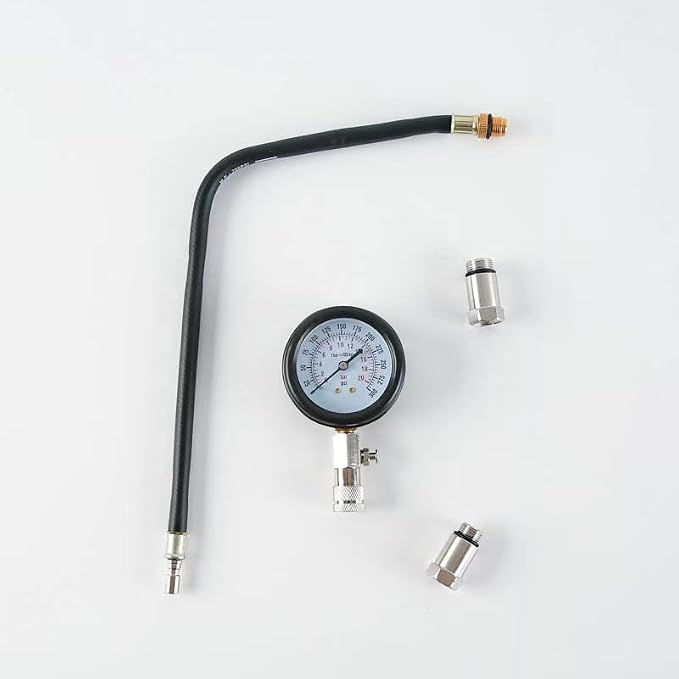11PCS Engine Cylinder Compression Tester Kit, 0-300 PSI/0-20 Bar Gasoline Fuel Pressure Gauge Tool with M10 M12 M14 M16 M18 Adapters for Car Motorcycle ATV(11PCblue)