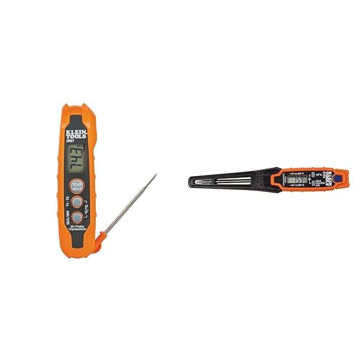 Klein Tools IR07 Dual Infrared (IR) and Probe Pocket Size LCD Digital Thermometer & ET05 Digital Pocket Thermometer