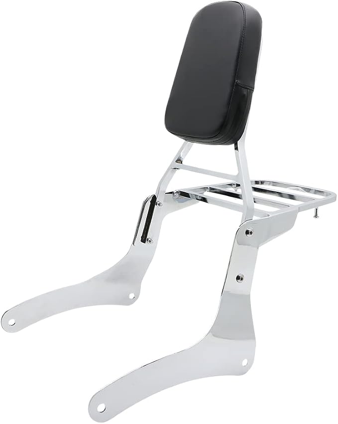 Motorcycle Accessories Sissy Bar Backrest With Luggage Rack Pad Compatible For Kawasaki Vulcan 900 VN900 Custom Classic 1996-2023 Chrome