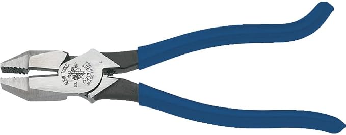 Klein Tools D213-9ST High-Leverage Ironworker's Pliers, Twist and Cut Soft Annealed Tie Wire, Hook Bend Handle, Spring Loaded, Heavy-Duty Jaws & M200ST Plier Cushion Grip Kit with Heat Shrink Bands