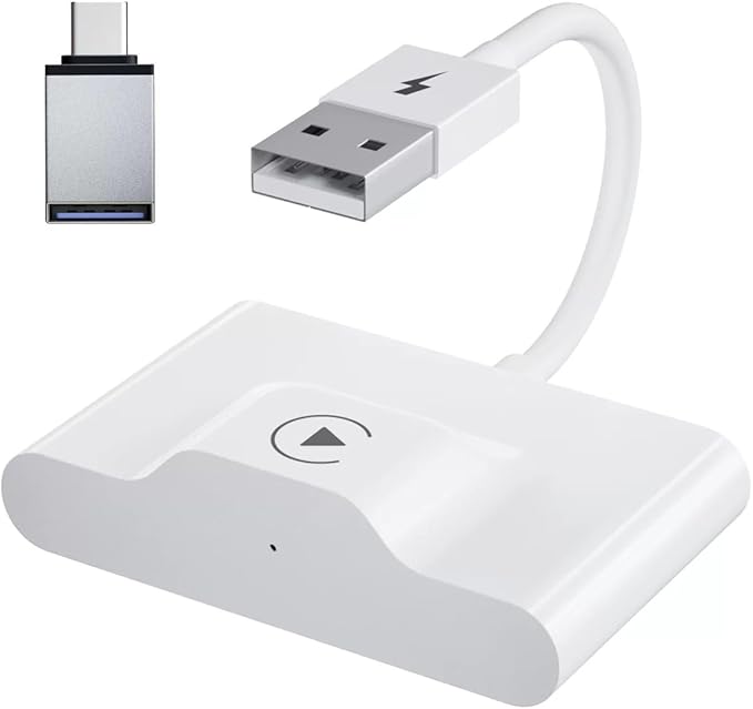 Apple MFi Certified Wireless CarPlay Adapter for iPhone, 5GHz Wireless Carplay Dongle, Convert Wired to Wireless CarPlay, for Factory Wired CarPlay Cars from 2015, Plug & Play (White-2)