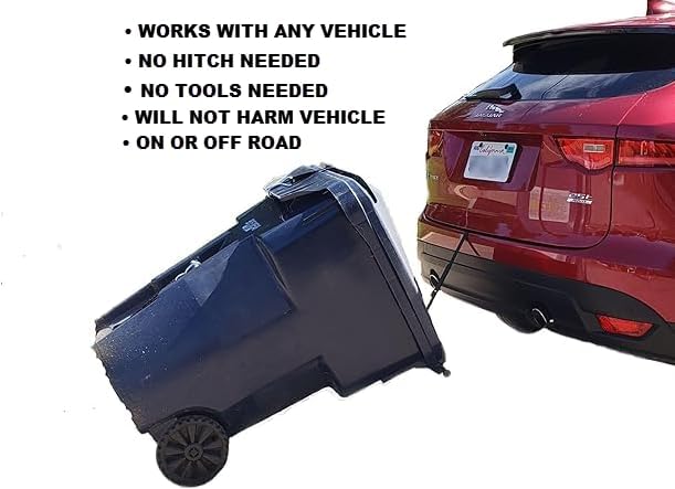 Cart to Cart Strap for Garbage Can Hauler System, No Hitch Required Vehicle Connector for Multiple Trash Cans, Nylon Webbing Utility Strap for Cars, ATVs, Lawn Mowers & Tractors