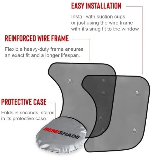 Side Window Sun Shade for Volvo VNL Semi-Truck - Custom Fit for Volvo VNL, VNM, VHT, VNR (All Years) - Interior UV Protection