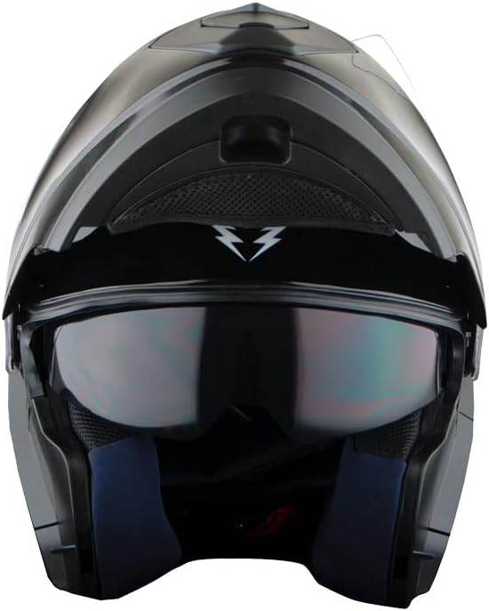 1Storm New Motorcycle Bike Modular Full Face Helmet Dual Visor Sun Shield: Glossy Black