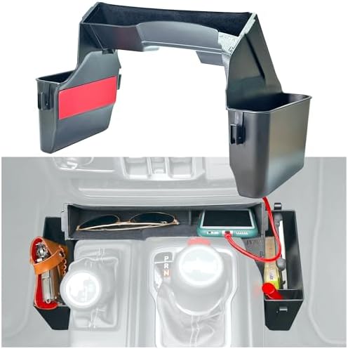 JVMA Center Console Organizer Tray and Car Trash Bag Hook Assembly for Jeep Gladiator JT and Wrangler JL JLU 2026-2018 Accessories
