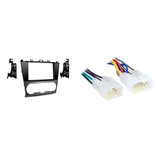 Metra 95-8907HG Double DIN Dash Kit for Select 2015-Up Subaru Impreza and Crosstrek Vehicles (Black) & 70-1761 Radio Wiring Harness for Toyota 87-Up Power 4 Speaker