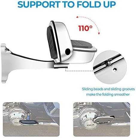 KEMIMOTO Passenger Floorboards with Mount Bracket Kits Motorcycle Floorboards Compatible with 1993-2024 2025 Touring Road Glide Street Glide Road King Chrome