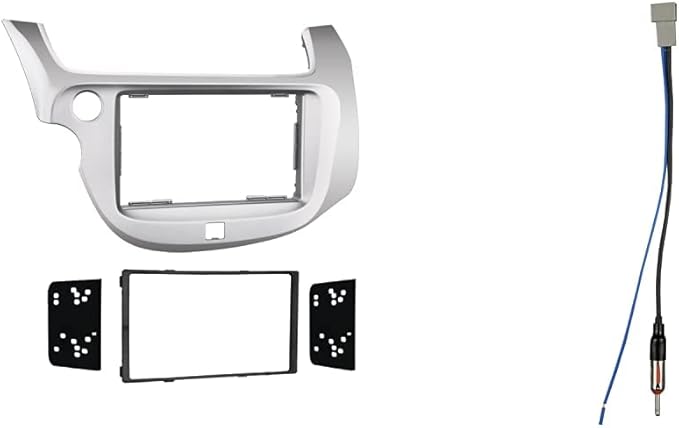 Metra 2009 - 2013 Honda Fit Dash Kit Double Din for Radio Install Silver & 40-HD10 Factory Antenna Cable to Aftermarket Radio Receivers for Select Honda/Acura Vehicles