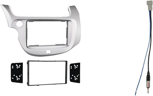 Metra 2009 - 2013 Honda Fit Dash Kit Double Din for Radio Install Silver & 40-HD10 Factory Antenna Cable to Aftermarket Radio Receivers for Select Honda/Acura Vehicles