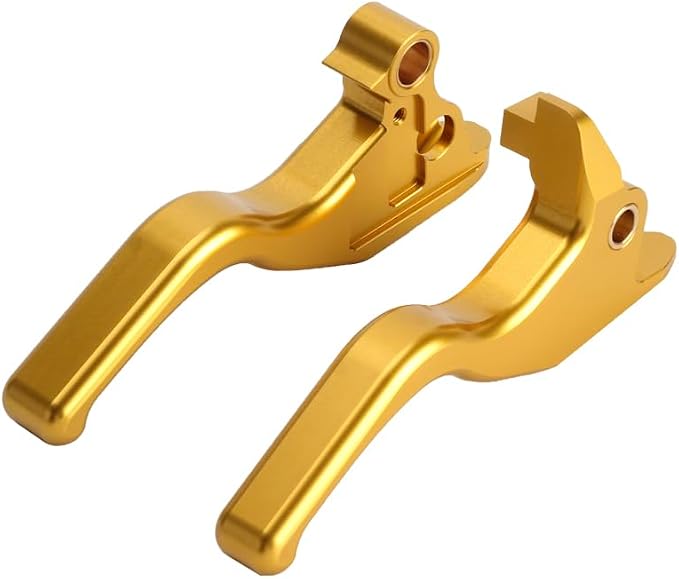 3 Finger 5.9" CNC Shorty Hand Control Lever Kit Brake Clutch Levers Fit for Harley Softail Low Rider S Sport Glide Standard Street Bob 2015-2024(Gold)