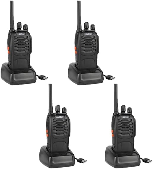 Radtel RT88 Rechargeable Walkie Talkies Long Range Handheld License-Free Two Way Radio 16CH Handsfree USB Charging LED Flashlight (4 Pack)