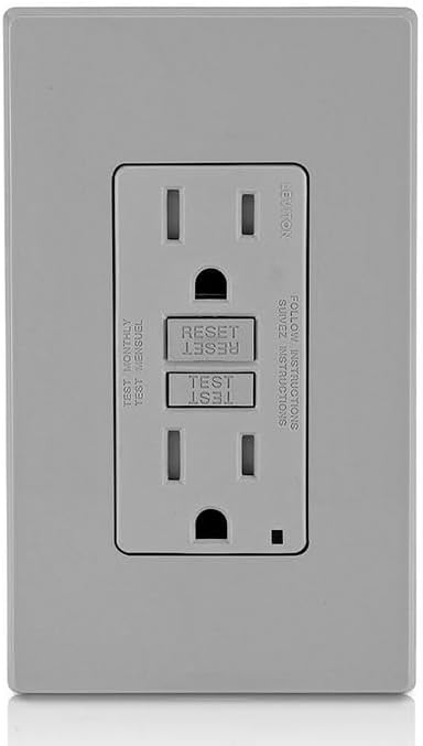 Leviton GFCI Outlet, 15 Amp, Self Test, Tamper-Resistant with LED Indicator Light, Protection from Electric Shock and Electrocution, GFTR1-GY, Gray (Pack of 10)