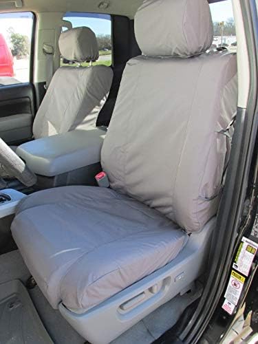 Durafit Seat Covers, T967-C8 Made to fit 2007-2013 Tundra and Sequoia Front Bucket Seat Covers in Gray Waterproof Endura with Adjustable Headrests and Side Impact Airbags