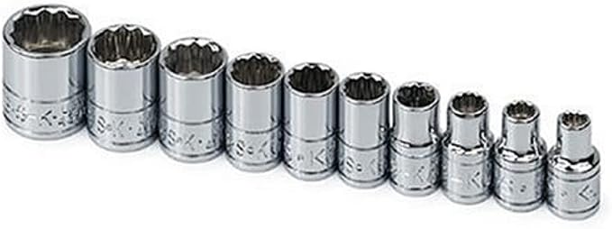 SK Tools USA 1/4" Drive, 10 Piece, 12 Point, Standard, SAE, Chrome Socket Set: 3/16" - 9/16", 4946