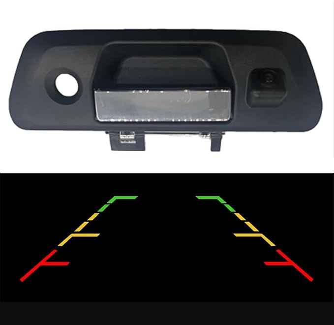 Riloer Tailgate Handle Rear View Backup Camera with Static Guidelines Sliver, Compatible with Nissan 2015-2018 Navara D23 NP300, CCD (Charge-Coupled Device) Tailgate Door Handle Camera