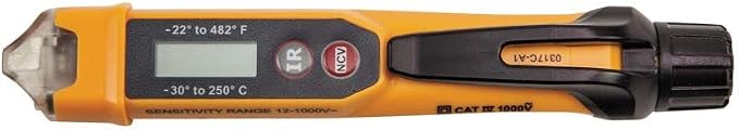 Klein Tools NCVT-4IR Non-Contact Volt Tester, 12-1000V AC Pen with IR Thermometer -22 to 482 deg F & Klein Tools ET310 AC Circuit Breaker Finder, Electric Tester with Integrated GFCI Outlet Tester