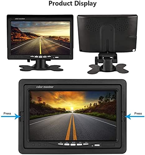 Backup Camera Kit 7 inch 4-Spilt Monitor Rear View Cameras with IP 67 Waterproof 18 IR Night Vision Car Camera for Tucks, RVs,Trailers,Bus,Vans + 4pcs 10m/393.7inch Cables Vehicle Backup Camera