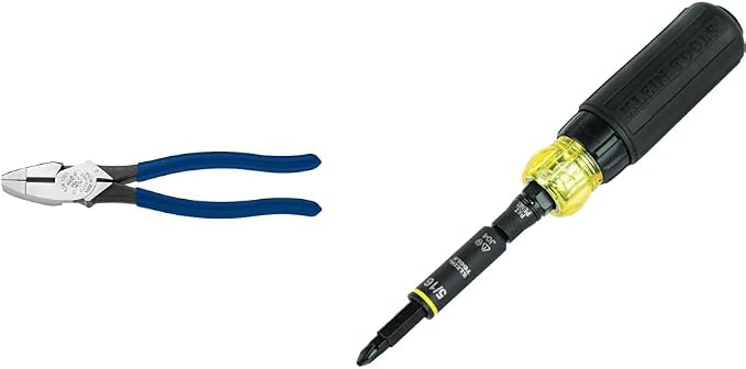 Klein 9-Inch Side Cutters & 11-in-1 Ratcheting Screwdriver/Nut Driver Tool Bundle