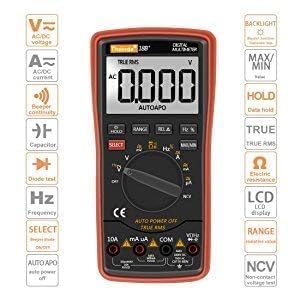 Auto Ranging Digital Multimeter & Clamp Meter with Storage Bag Battery Alligator Clips Test Leads for AC/DC Voltage/Current Voltage Alert Amp Ohm/Volt (38B Clamp Meter+18B Multi Meter Orange)