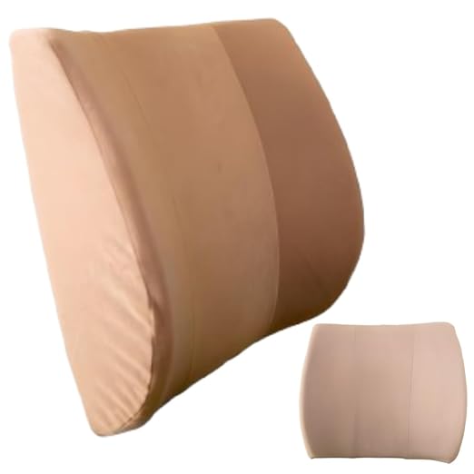 Orthopedic Back Cushion - Chiropractor-Designed Lumbar Support Pillow for Office Chair, Car, Home - High Resilience Foam, Ergonomic Design - Relieves Back Pain, Improves Posture - Beige