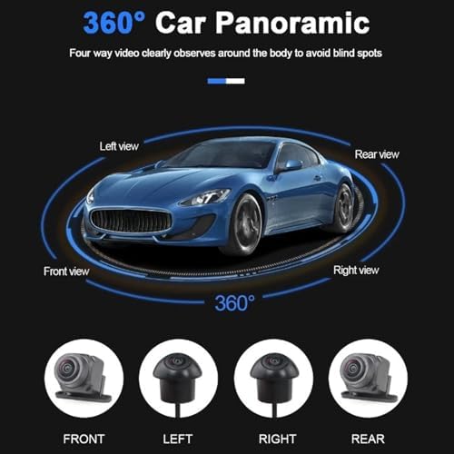 Car 360 Degree View System 1080P HD Panoramic Camera for Car Center Control Screen Around Vehicle Monitoring Front Rear Left Right Side Cameras Seamless Integration