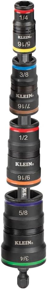 Klein Tools Impact Driver 9-in-1 Flip Socket Set with Ratcheting 11-in-1 Screwdriver/Nut Driver