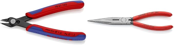 KNIPEX Electronics Super Knips and Long Nose Pliers With Cutter (2611200) Bundle
