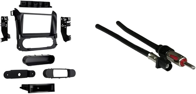 Metra 99-3015G Double/Single DIN Installaton Dash Kit for 2015-Up Tahoe, Suburban and Yukon (Black) & 40-EU10 Antenna to Radio Adapter Cable for Select 2002-Up BMW/Volkswagen Vehicles,Black