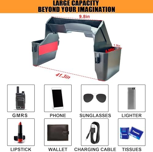 JVMA Center Console Organizer Tray and Car Trash Bag Hook Assembly for Jeep Gladiator JT and Wrangler JL JLU 2026-2018 Accessories