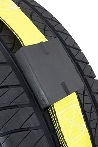 Mytee Products 4 Pack 2" x9' Car Hauler Straps for Trailer w/Ratchet, Swivel J Hook & Rubber Block - 10,000 lbs Breaking Strength Over The Wheel Tire Straps for UTV Hauler - Vehicle Car Tie Down Kit
