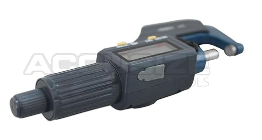 Accusize Industrial Tools 0-1''/0-25 mm by 0.00005''/0.001 mm 2 Key Electronic Digital Outside Micrometer, Metric/Imperial, Md71-0001 | 2-Key Electronic Digital, Carbide-Tipped, Data Output, 0.00005 in Resolution