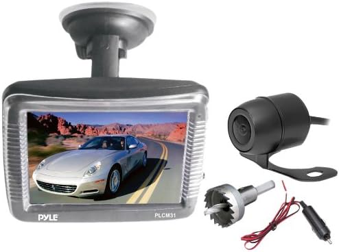Pyle Backup Car Camera Rearview Monitor System - Parking and Reverse Assist w/Waterproof and Night Vision Abilities, 3.5" Monitor Display Screen, Wide Angle Lens and Distance Scale Lines - (PLCM31)
