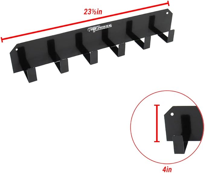 Pit Posse Dual Double Helmet Rack and Goggle Rack 6 Mount Hanger Organizer Holder - Made in USA - Motorcycle MX Offroad Dirt Cabinet Shop Garage Enclosed Race Car Trailer Storage Accessory (Black)