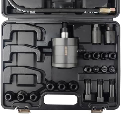 DAYUAN 24pcs Pneumatic Diesel Injector Puller Air Vibration Injector Removal Tool Kit Bundle with Upgraded 3L Brake Bleeder Kit