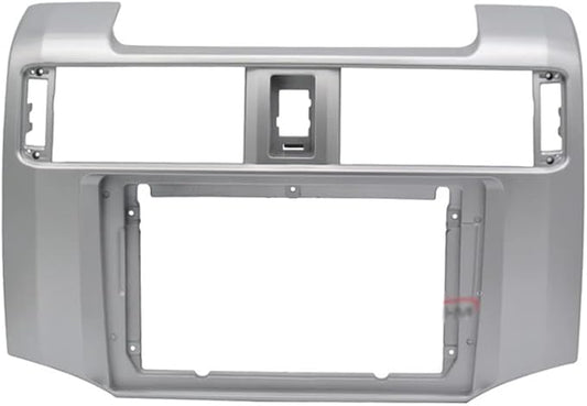 9'' Car Radio Stereo Dash Frame Fascia Bezel Panel Compatible for Toyota 4 Runner 2010 11 12 13 14 15 16 17 18 19 Install Mount Kit Silver