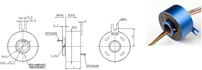 Taidacent Hollow Slip Ring Signal Power Continued 2/4/6/12 Road Collector Ring Conductive Electric Motor Slip Ring Rotating Connector (12 Wire 10A Inner hole 25.4mm OD 86mm)