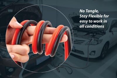 Justin Case Smart 16 Foot 6 Gauge Heavy-Duty Jumper Cables with Integrated Built-In Voltage Meter & 365 Days of Roadside Assistance