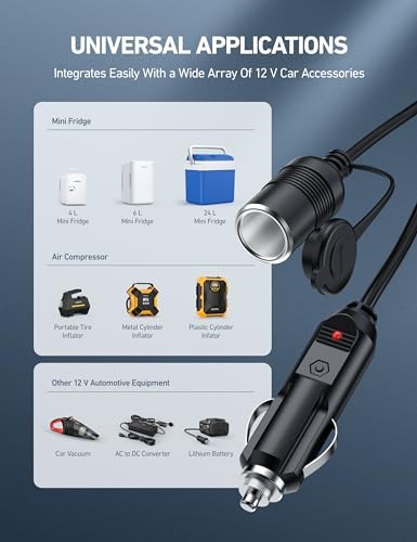 AstroAI Cordless Tire Inflator and AstroAI 12Ft/12V Cigarette Lighter Extension Cord