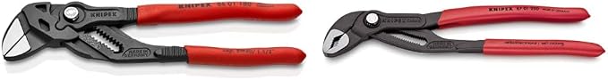 KNIPEX Tools Pliers Wrench (8601180), 7 1/4-Inch and Cobra Water Pump Pliers (8701250), Red, 10-Inch