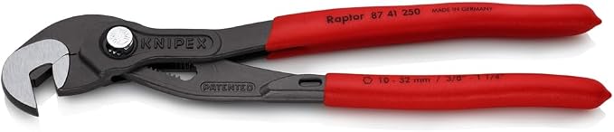 KNIPEX Tools Stainless steel 95 05 20 US Angled Electricians' Shears, 6-1/4", Red/Blue & 87 41 250 RAP Tools - Raptor Pliers (8741250) Red 10 inches
