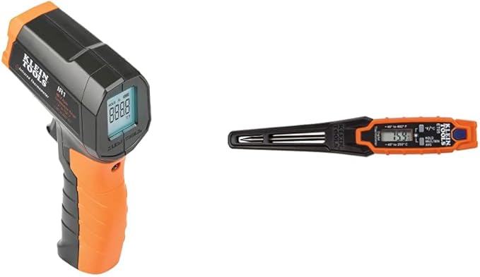 Klein Tools IR1 Infrared Thermometer, Digital Laser Gun is Non-Contact Thermometer with a Temperature Range -4 to 752-Degree Fahrenheit & ET05 Digital Pocket Thermometer
