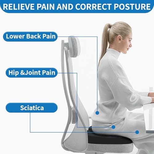 QUTOOL Seat Cushion & Soft Lumbar Roll for Office Chair