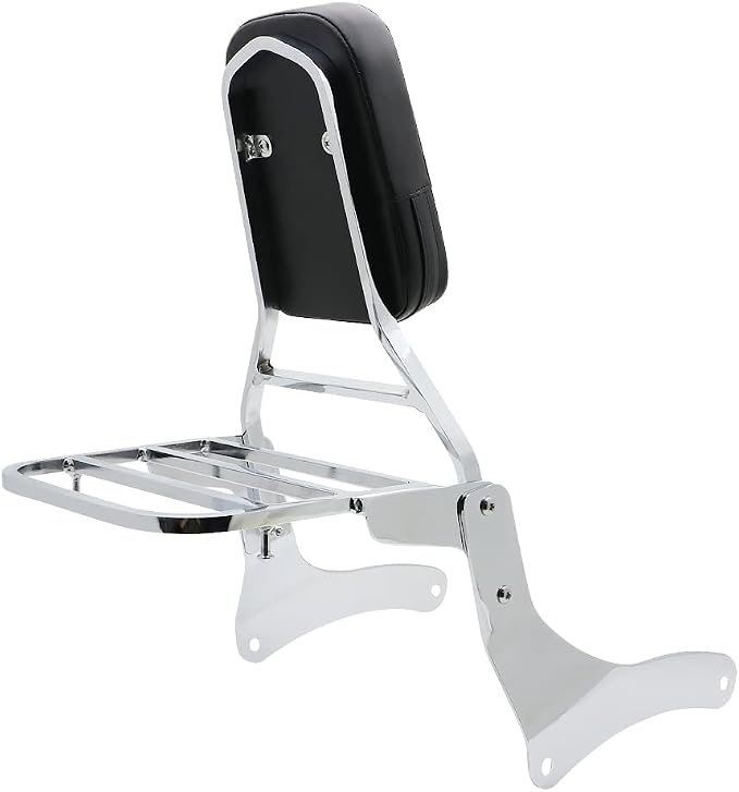 Motorcycle Accessories Sissy Bar Backrest With Luggage Rack Pad Compatible For Kawasaki Vulcan 900 VN900 Custom Classic 1996-2023 Chrome