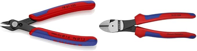 KNIPEX Electronics Super Knips and 74 22 200 Comfort Grip High Leverage Angled Diagonal Cutter (8-Inch)