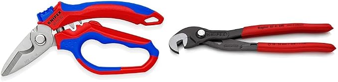 KNIPEX Tools Stainless steel 95 05 20 US Angled Electricians' Shears, 6-1/4", Red/Blue & 87 41 250 RAP Tools - Raptor Pliers (8741250) Red 10 inches