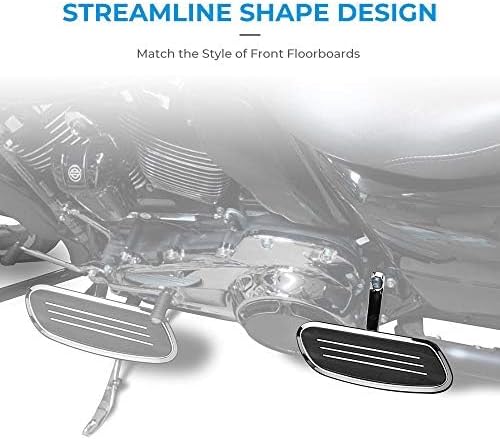 KEMIMOTO Passenger Floorboards with Mount Bracket Kits Motorcycle Floorboards Compatible with 1993-2024 2025 Touring Road Glide Street Glide Road King Chrome