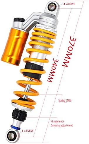 340mm/13.4" Rebound Damping 7mm Spring Rear Suspension Shock Absorber MTB Motorcycle For BWS 125 Dirt Bike Gokart Quad ATV Nmax Xmax Aerox