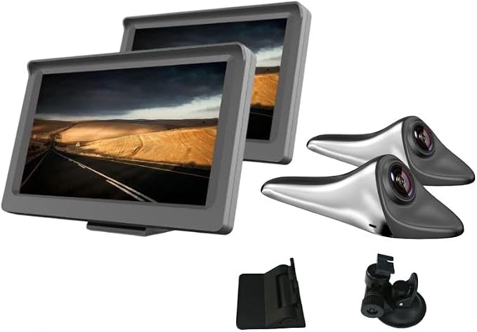 Blind Spot System for Any Car, HD Side View Security Camera, Electronic Blind Spot Rearview Mirror Camera with Rotatable Lens, 120 Wide Angle View, Paste Installation, AHD 720/1080P (1, Silver)