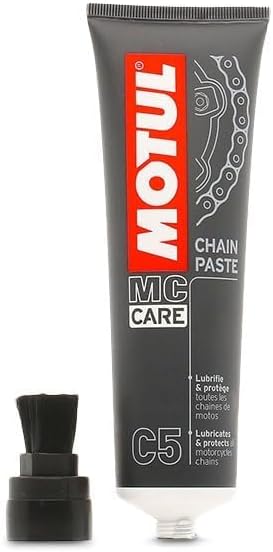 Motul Motorcycle Chain Care Bundle – C5 Chain Paste + C1 Chain Cleaner & C2 Chain Lube Kit w/Brush & Gloves Road Motorcycle Maintenance Kit